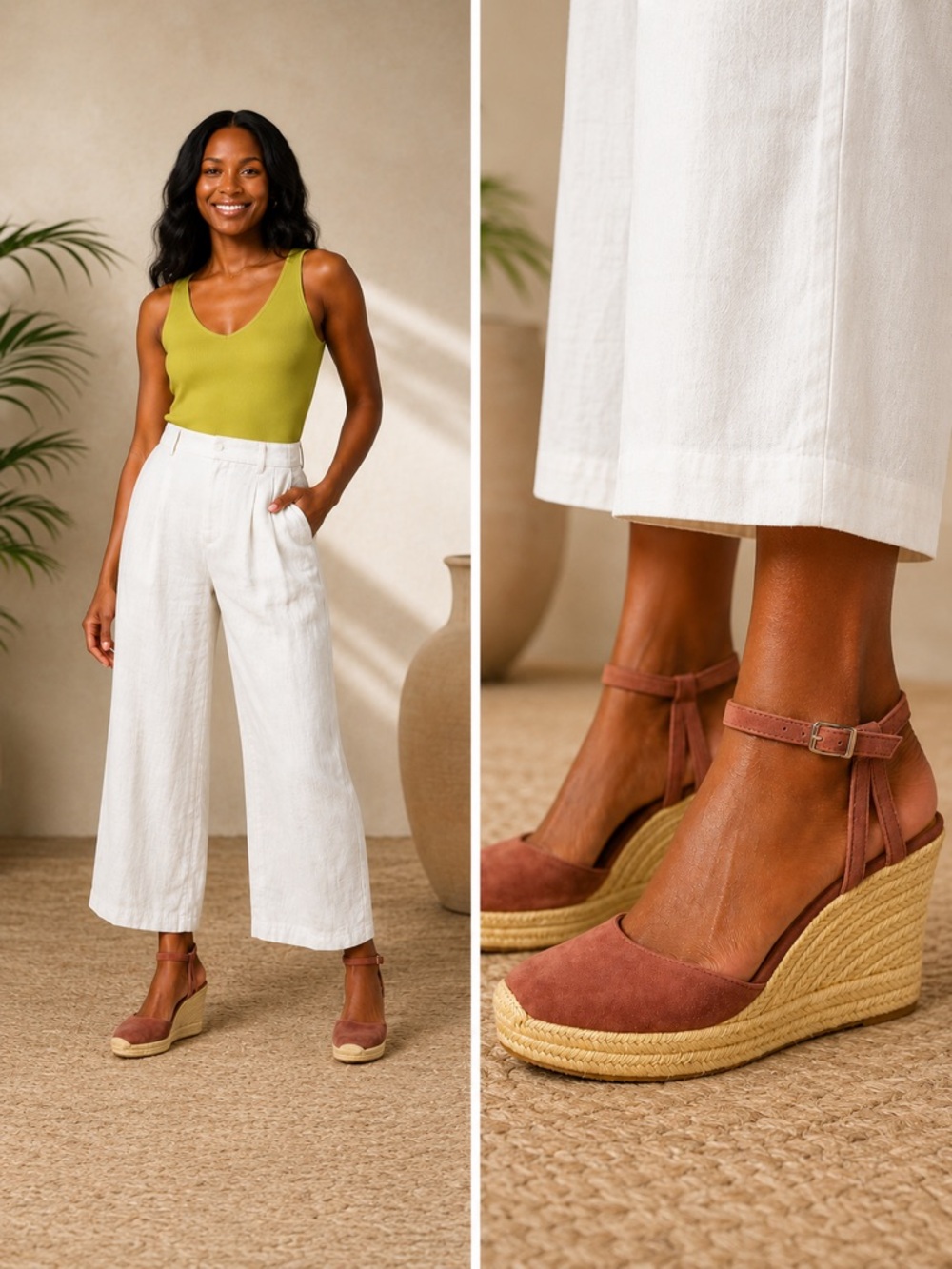 Crown Vintage Mauve Suede Espadrille Wedge Sandals - 9M